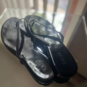 White House Black Market Glossy Black Sandals